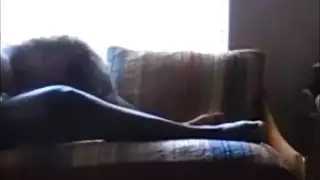 long dark hardcore pole stretching past her visage